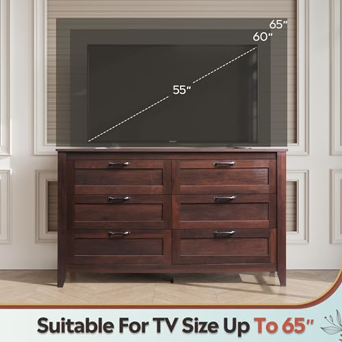 Retro 6-Drawer Dresser with Metal Handle for Bedroom & Living Room