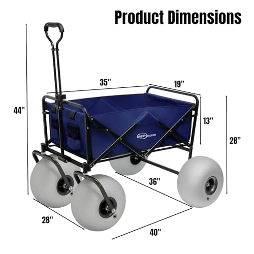 Big Wheeled Beach Wagon: Foldable All-Terrain Cart with Pump (13 Balloon Wheels)