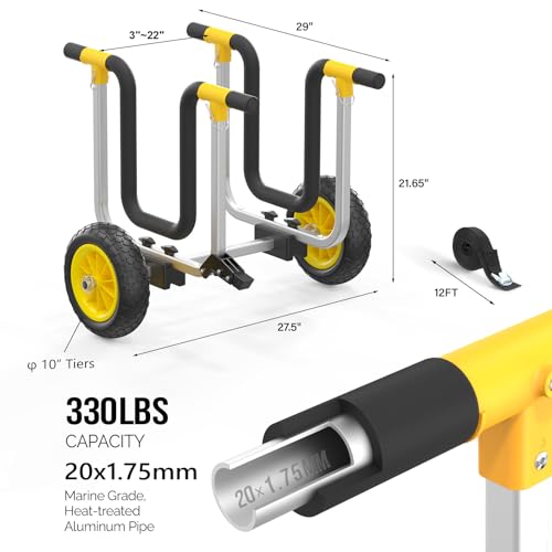 RUMI2033 Adjustable AluminumWheel Transport Cart for SUPs