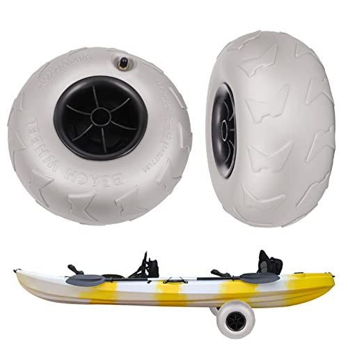 9 inch Inflatable Beach Cart Wheels - 2 Pack Sand Tire Replacements for RUMI2033 Dolly, Canoe Trolley, Beach Cart, Wheelchair, Fishing (Silver Gray)