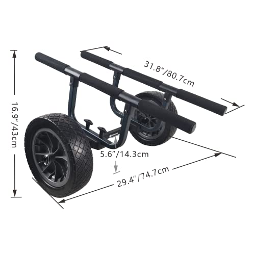 Durable RUMI2033 Cart with Adjustable Width and Flat-Free Beach Wheels for Easy Boat Transportation