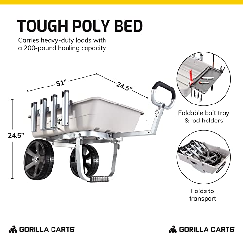 RUMI2033 Heavy Duty Aluminum Fish and Marine Cart with Rod Holders - for Fishing, Picnics, and Outdoor Activities