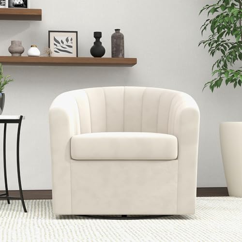 White Rotating Cylinder Chair Set of 2 for Living Room