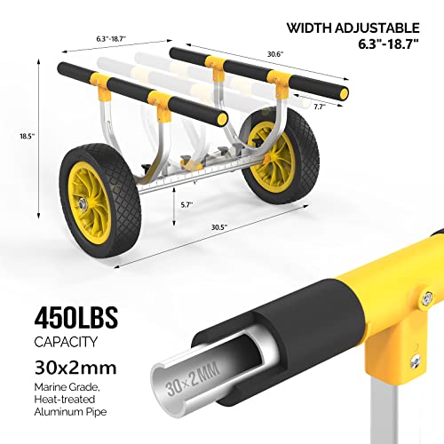 RUMI2033 Heavy-Duty RUMI2033 Cart: Adjustable Universal Trailer with 12 Flat-Free Wheels, 450 lb Capacity
