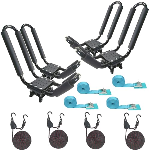 Heavy Duty RUMI2033 Rack for Car Roof Top J-Bar Crossbars - Includes Tie-Downs