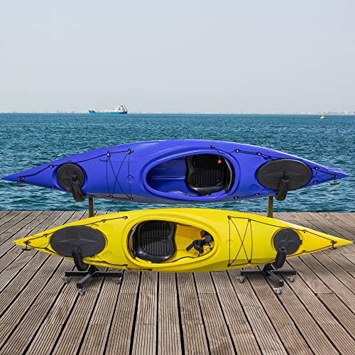 Heavy-Duty Freestanding RUMI2033 Storage Rack for Two, SUPs & Canoes