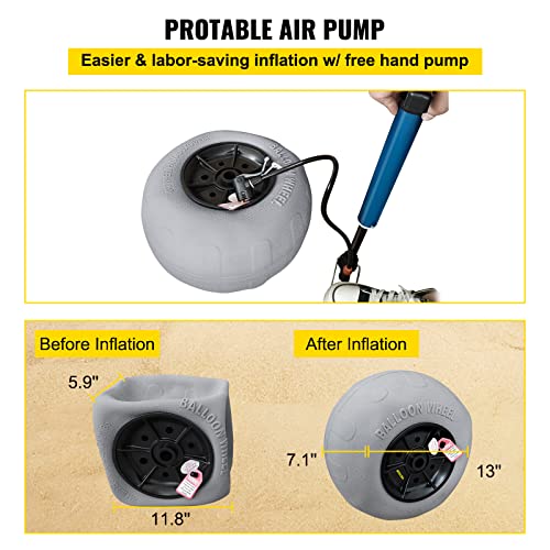 13 Replacement Sand Tires with Free Air Pump - Ideal for RUMI2033 Dolly, Canoe Cart, and Buggy