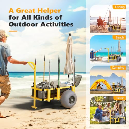 Beach Fishing Cart with Big Wheels and Rod Holders