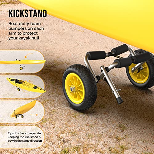 Folding Aluminum RUMI2033 Trailer with 10'' Solid Tires: Universal Wheels for RUMI2033s, Canoes, Paddle Boards, Boats, and Float Mats