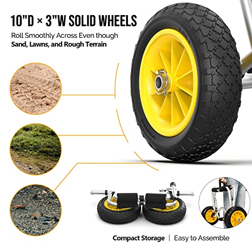 Folding Aluminum RUMI2033 Trailer with 10'' Solid Tires: Universal Wheels for RUMI2033s, Canoes, Paddle Boards, Boats, and Float Mats