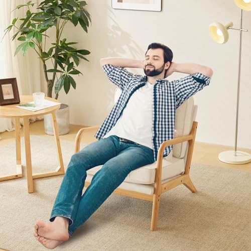 Beige Mid Century Modern Accent Chair for Anyroom
