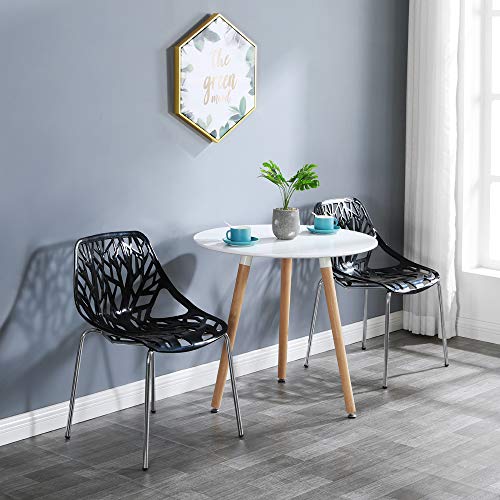 RUMI2033 Modern Stackable Dining Chairs, Black Kitchen & Dining Room