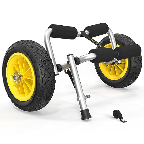 Folding Aluminum RUMI2033 Trailer with 10'' Solid Tires: Universal Wheels for RUMI2033s, Canoes, Paddle Boards, Boats, and Float Mats
