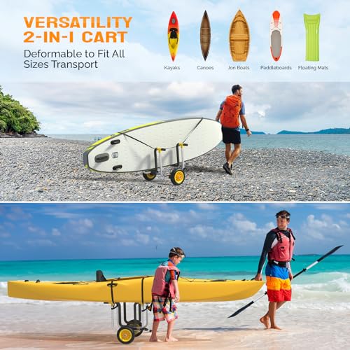 Simplified title: RUMI2033 SUP Transport Cart with Adjustable Aluminum Wheels - For Paddleboards, RUMI2033s, Canoes, Boats